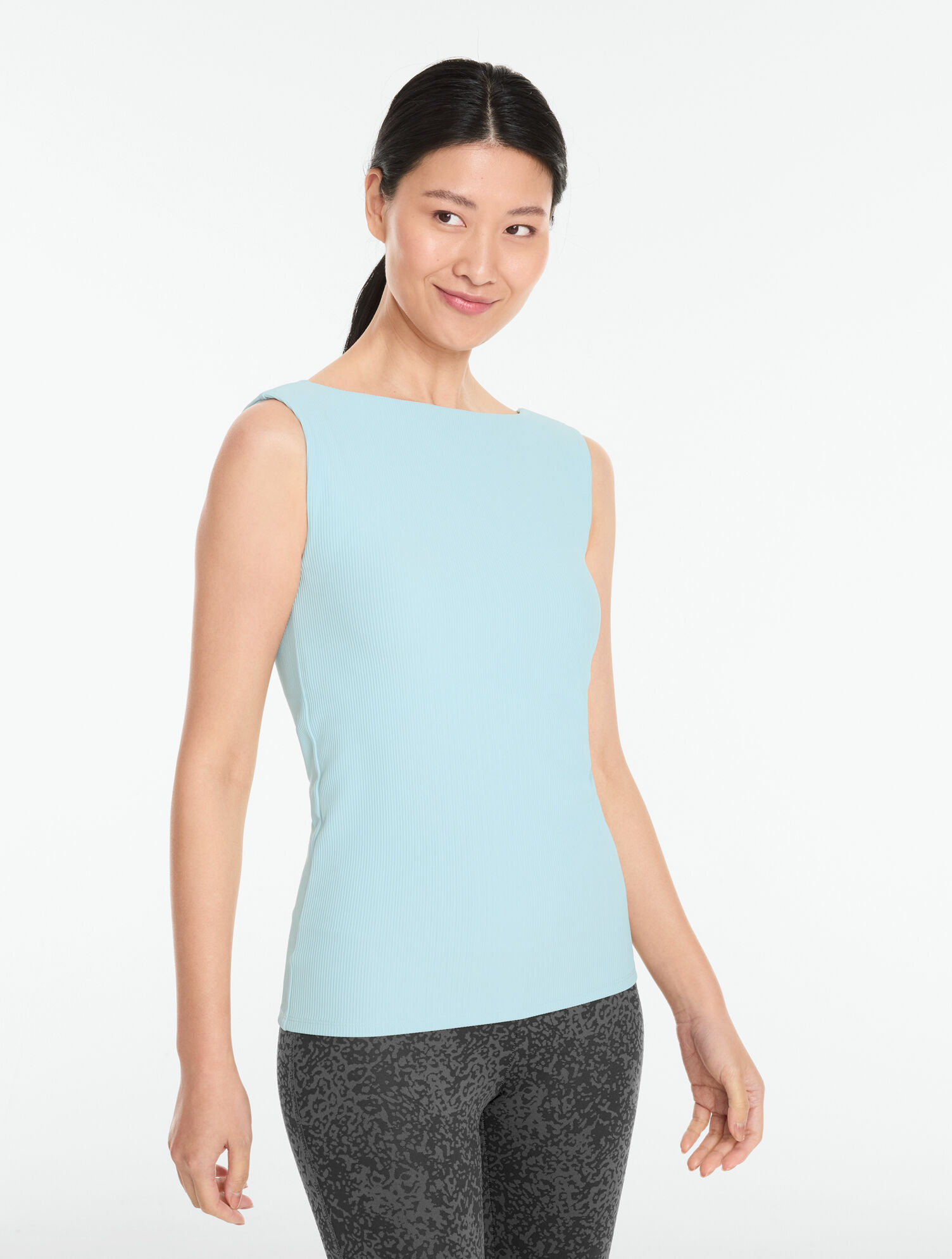 Contour Stretch Ribbed Shelf Bra Tank