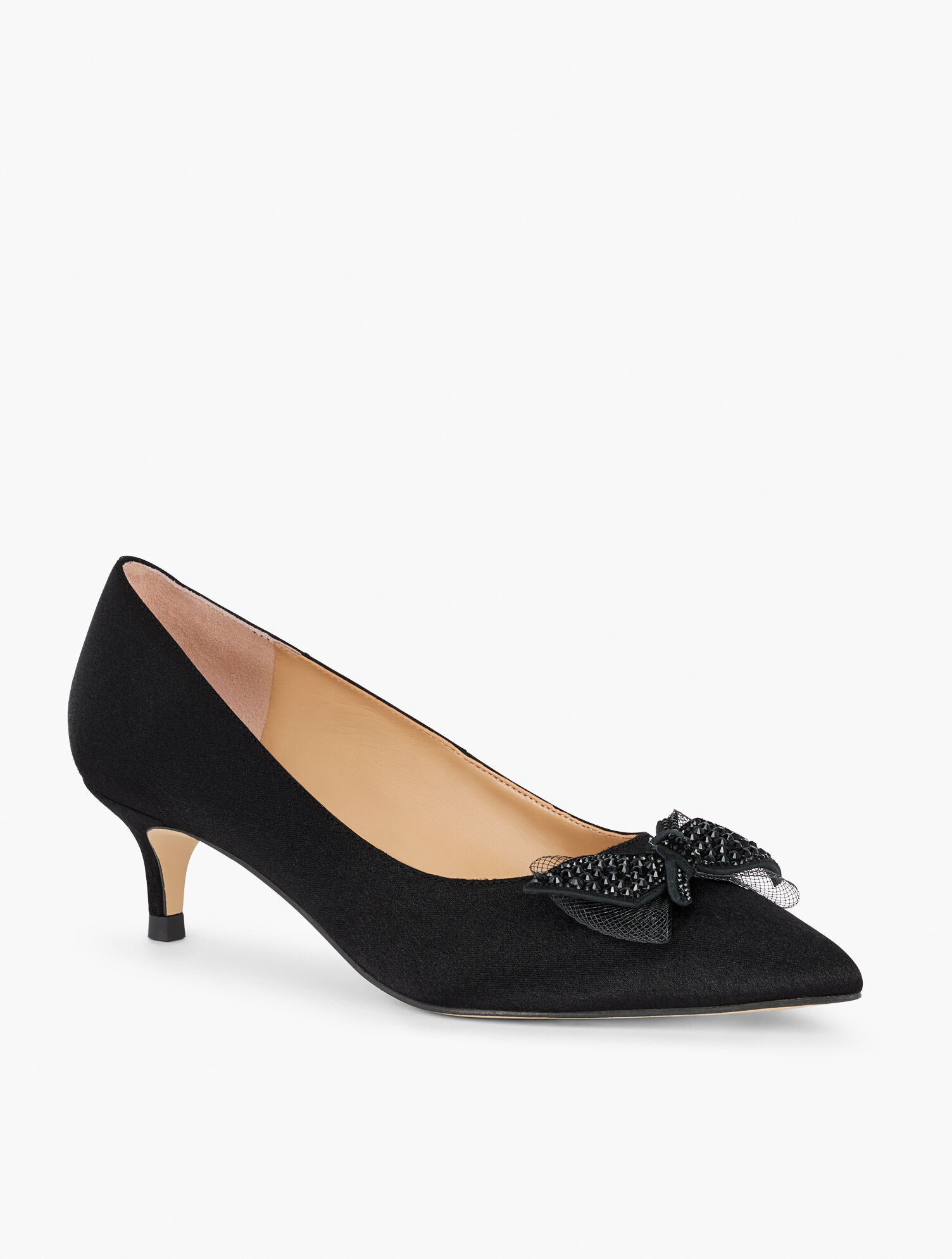 Sylvie Bow Kitten Heel Pumps - Satin 