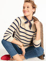 Cotton Shaker Stitch Roll Neck Sweater - Stripe