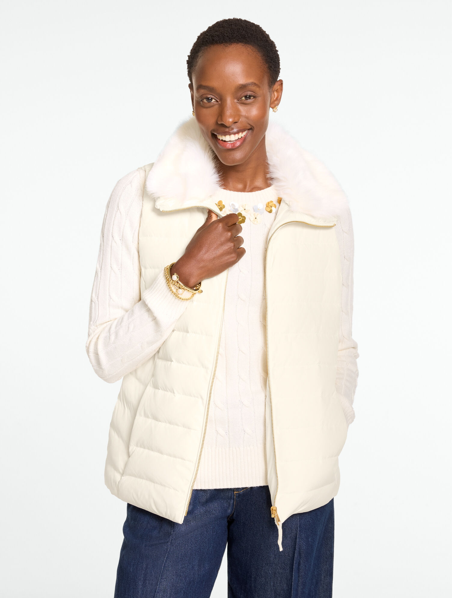 Faux Fur Collar Puffer Vest