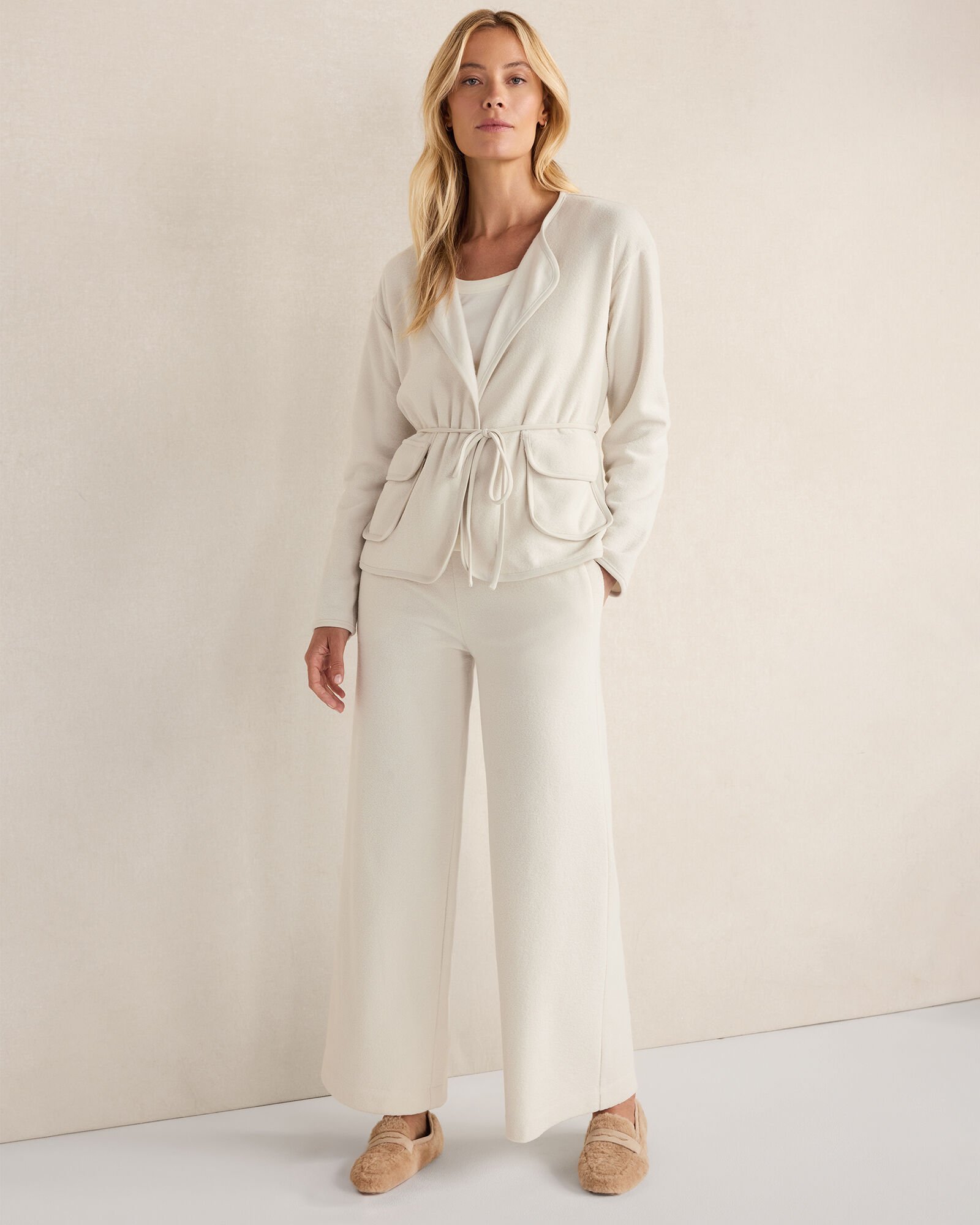 Brushed Terry Open Front Jacket