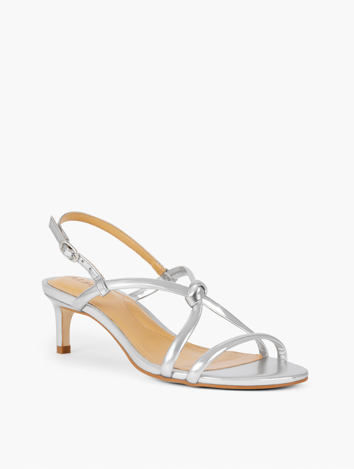 Elena Knot Leather Sandals - Silver Metallic