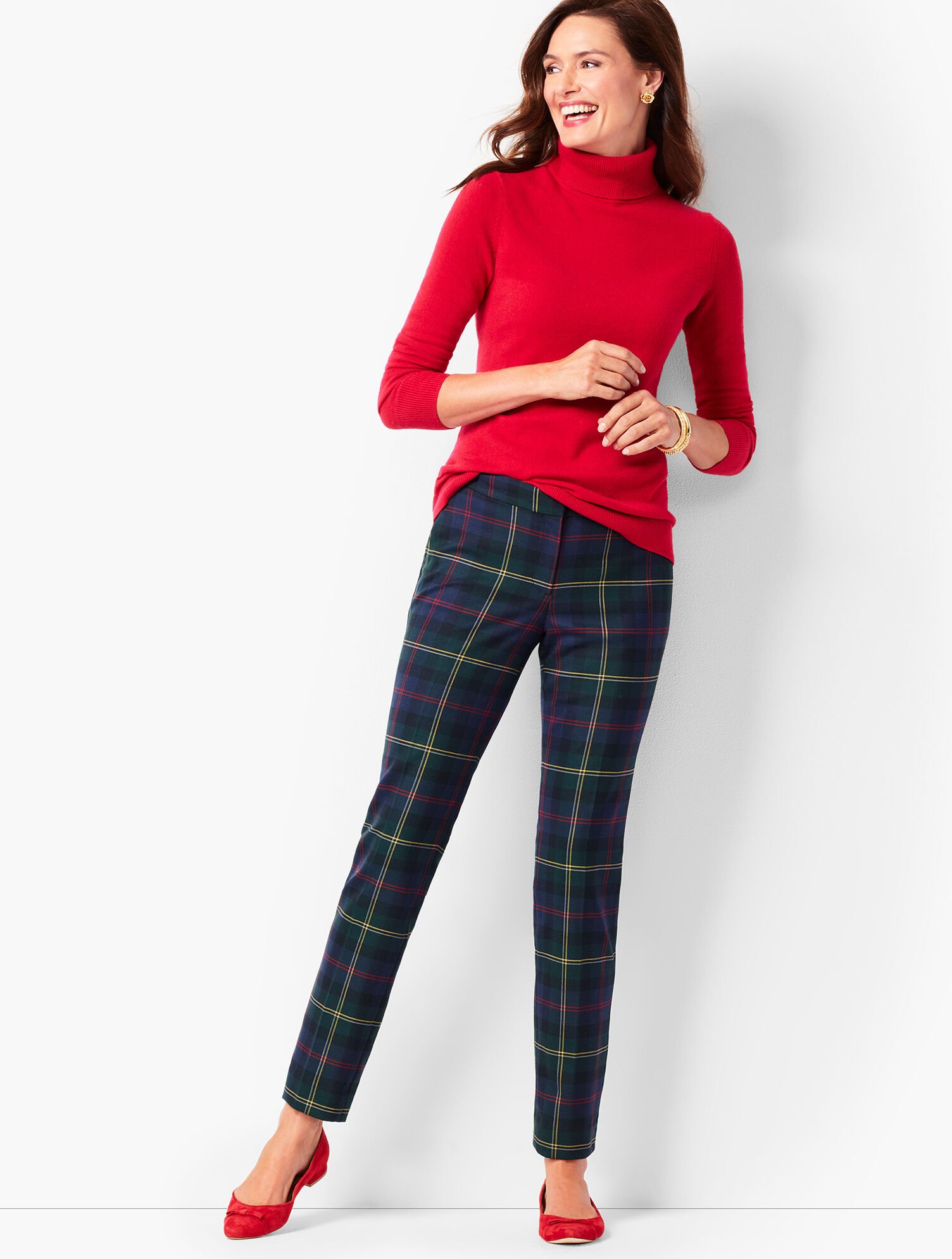 Plaid Talbots Red Pants Talbots Women's Red Gingham Silk Blend