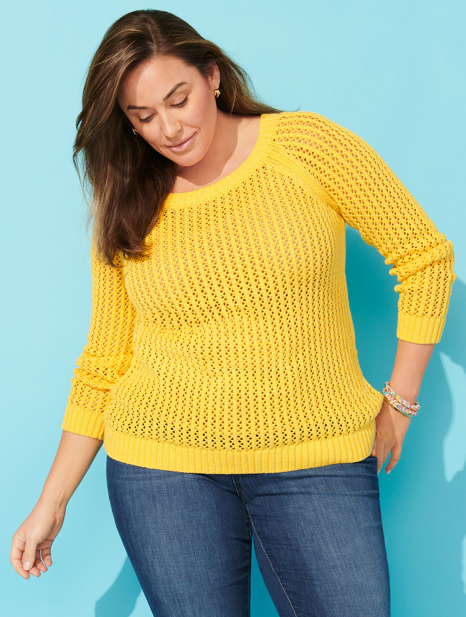 Open Stitch Raglan Sweater