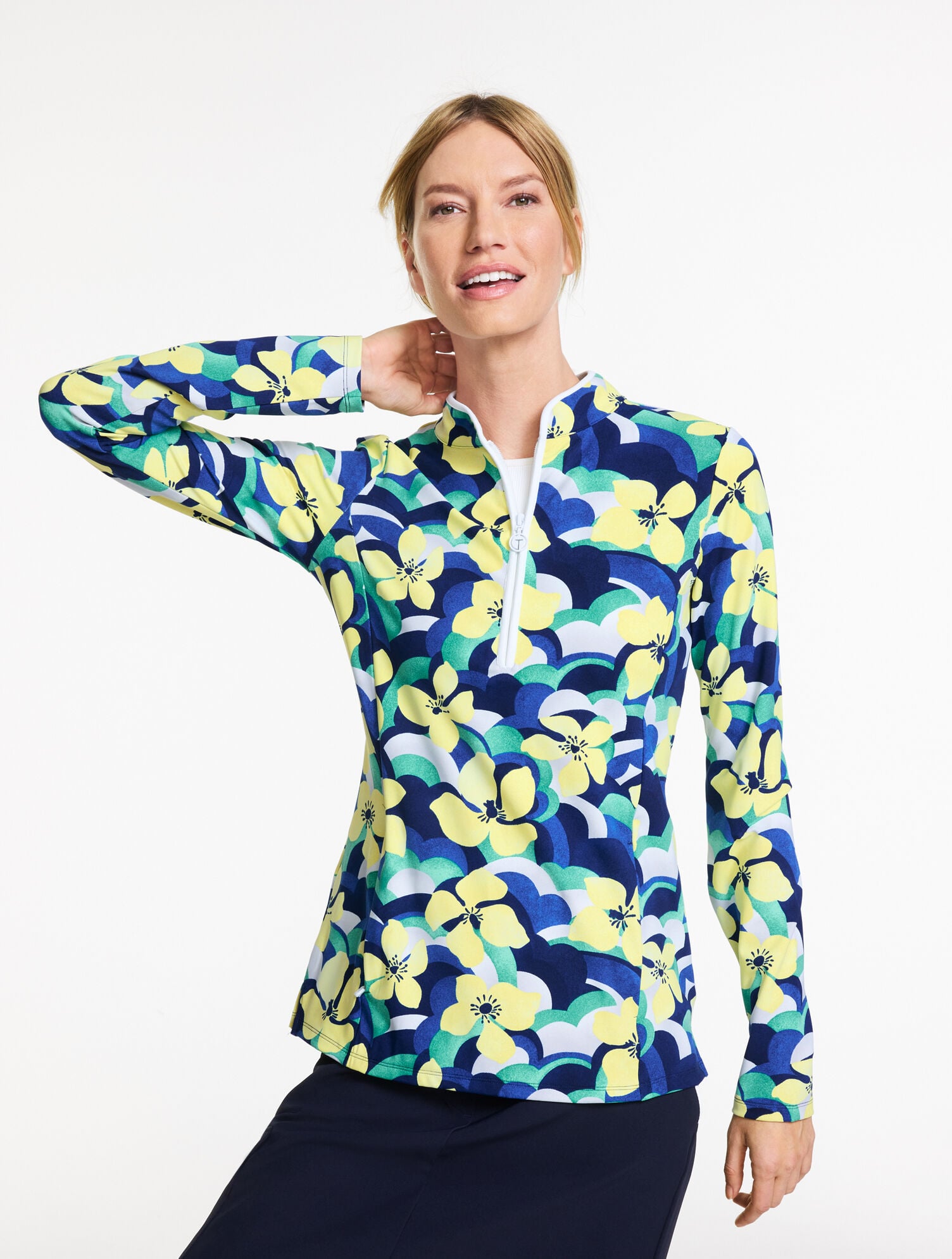 Out &amp; About Half-Zip Pullover - Layered Blooms