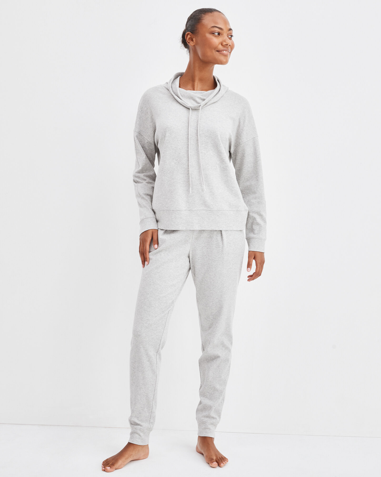 Organic Cotton Interlock Pleated Joggers