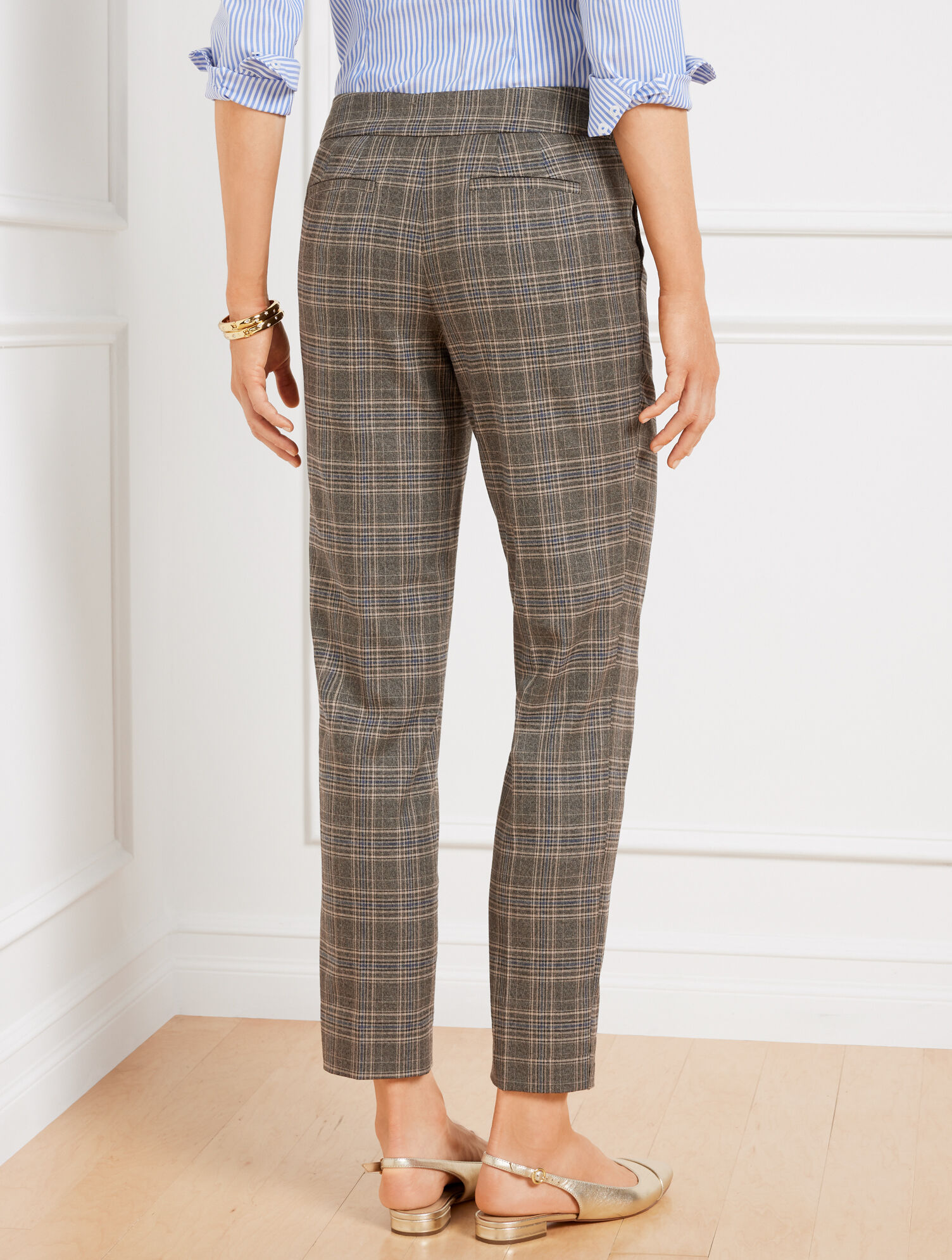 Slim Ankle Pants - Glen Plaid | Talbots display picture 1