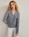 Marled Knit Polo Sweater