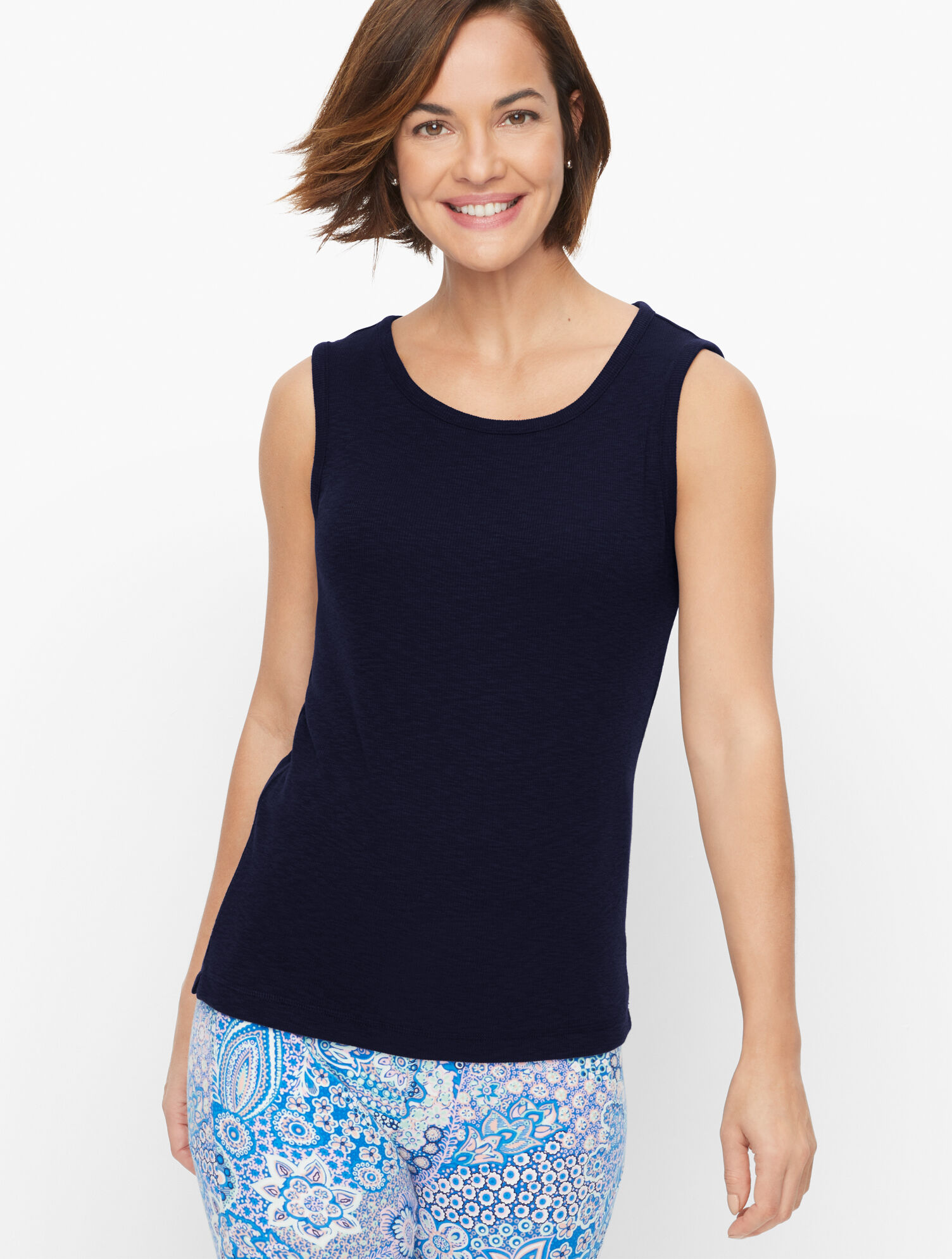 Scoop Neck Slub Rib Tank | Talbots