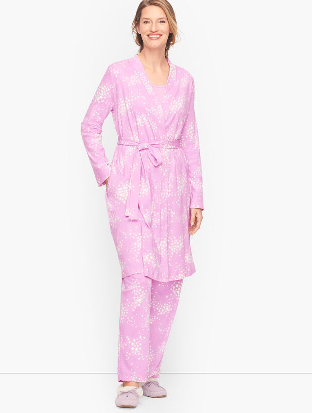Lightweight Cotton Rib Robe - Stars Print