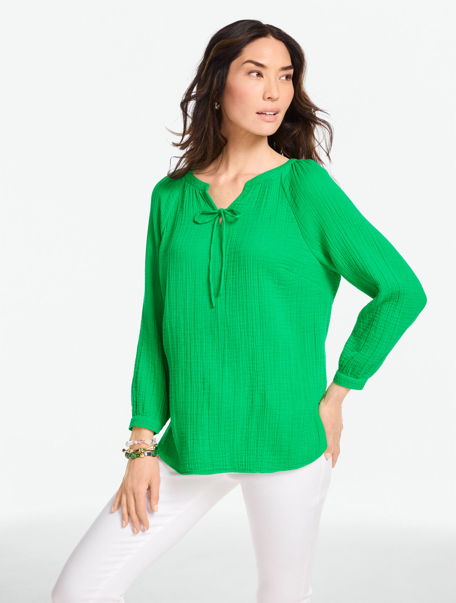 Gauze Band Collar Popover - Solid