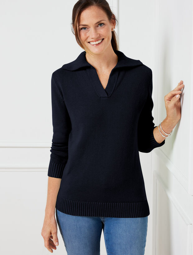 Brushed Cotton Johnny Collar Pullover