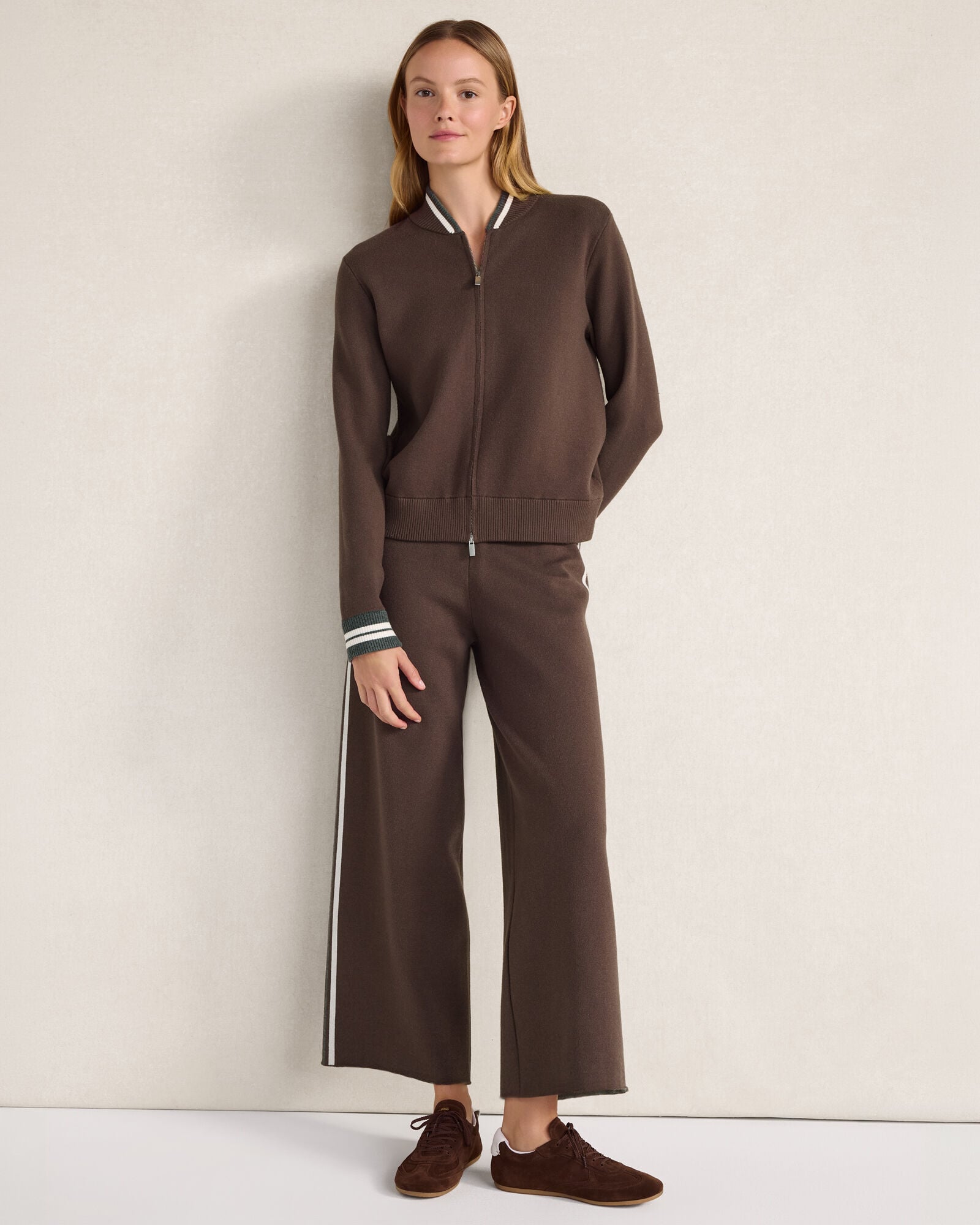 Viscose Blend Striped Wide Leg Pants