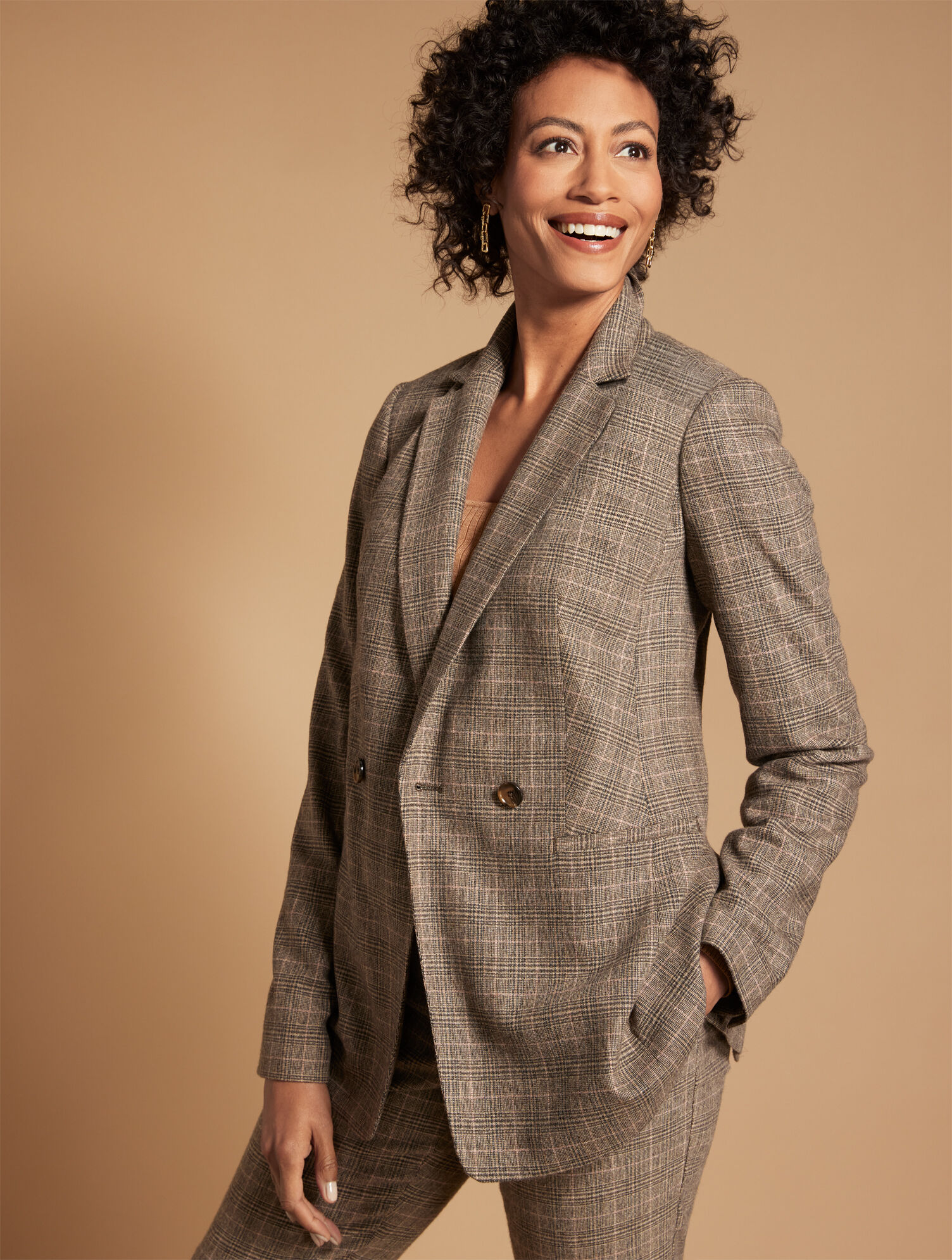 Italian Wool Blend Blazer - Glen Plaid