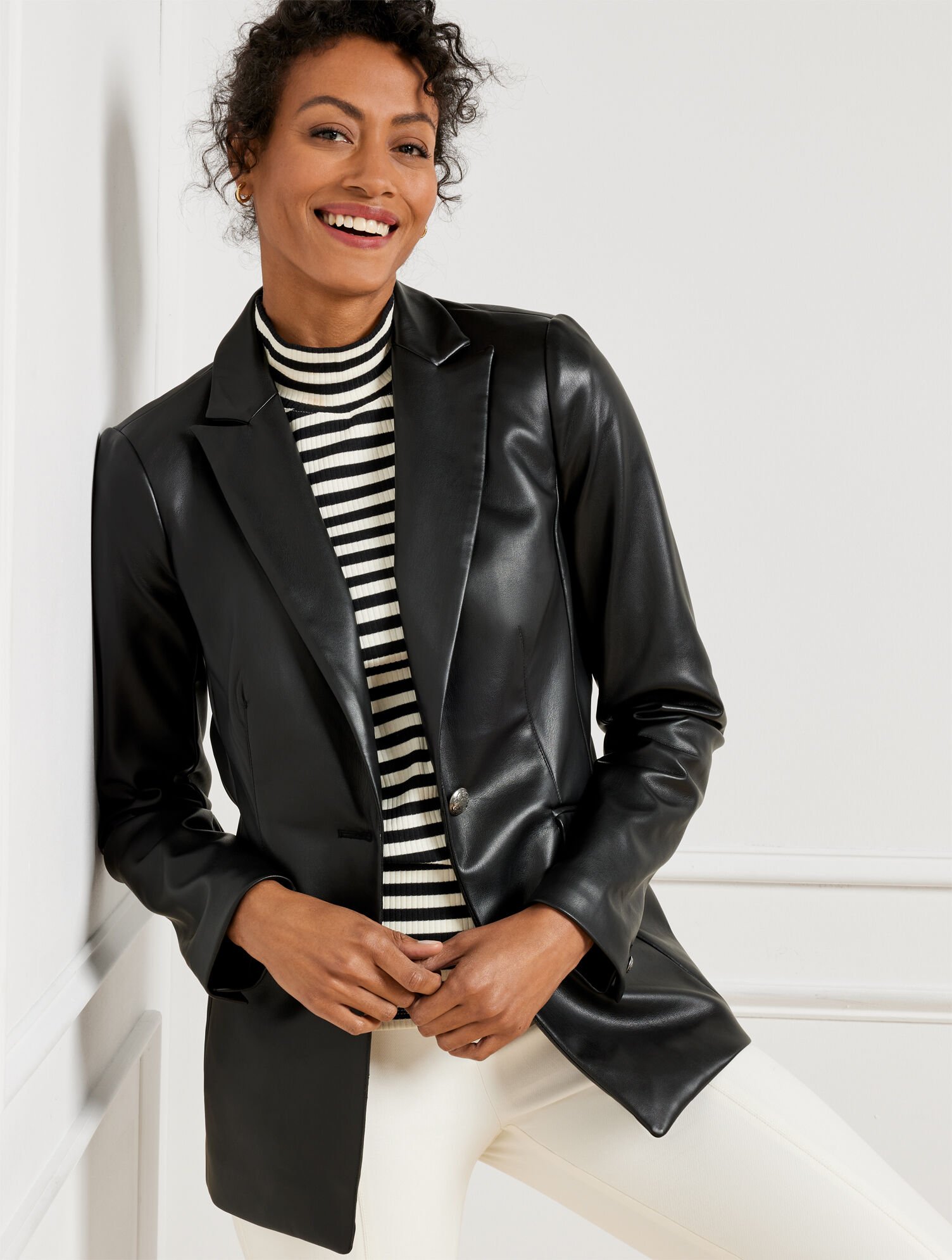 Faux Leather Blazer Talbots