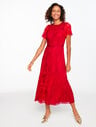 chantilly lace midi dress Women's Serenya A-line Ruffled Chantilly Lace Midi Dress S/M/L/Customize Nude MEAN BLVD Nude / Customize