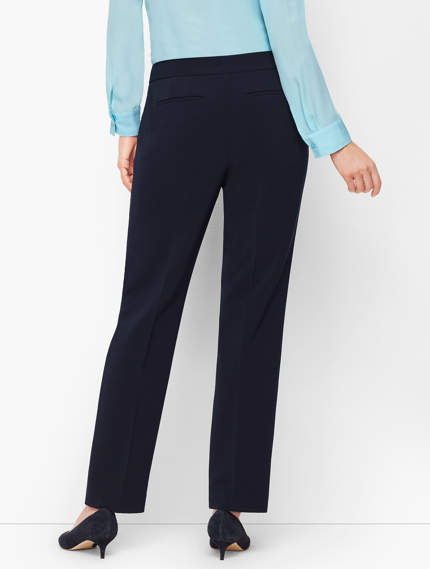Stretch Crepe Straight Leg Pants