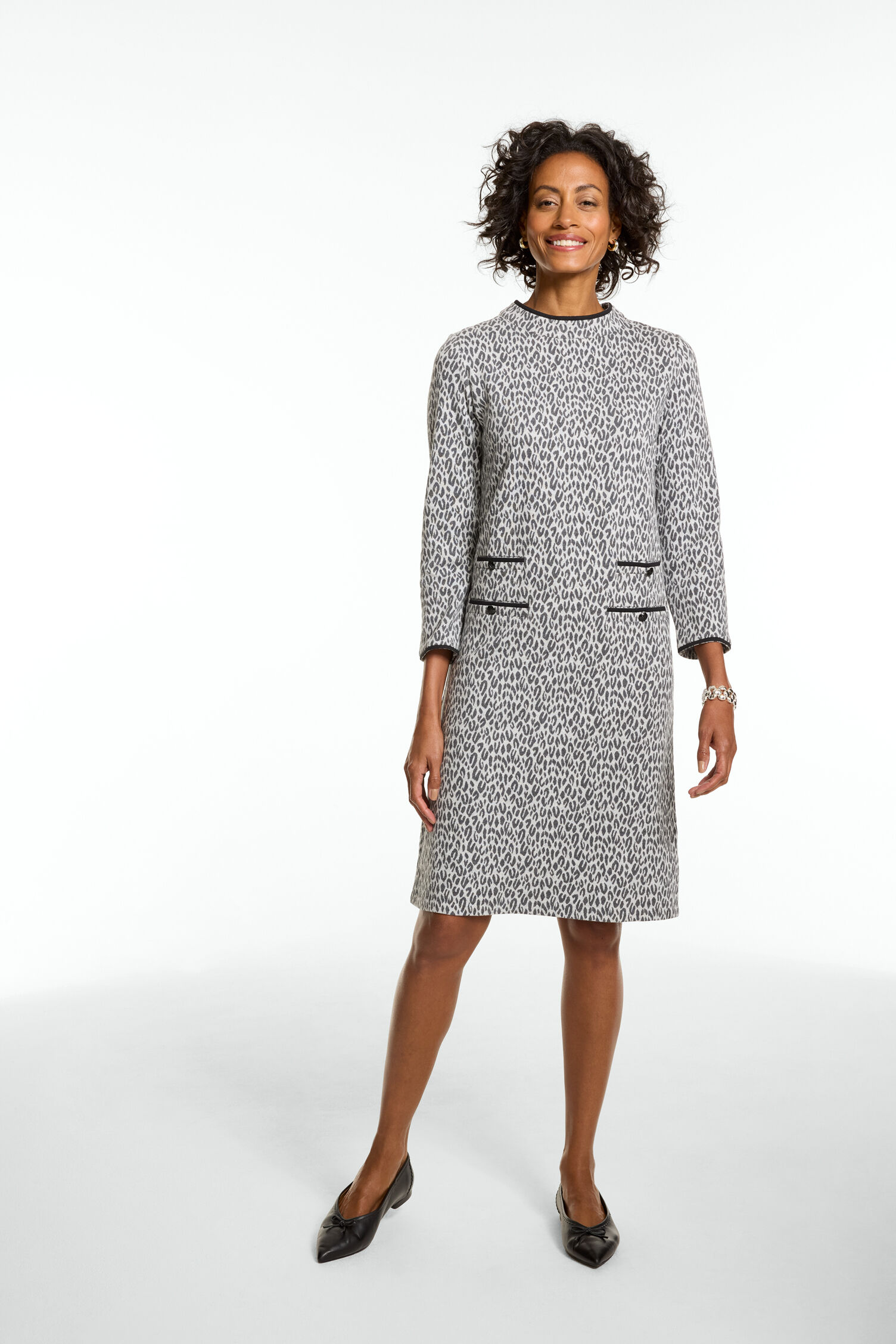 Knit Jacquard Shift Dress - Fabulous Leopard