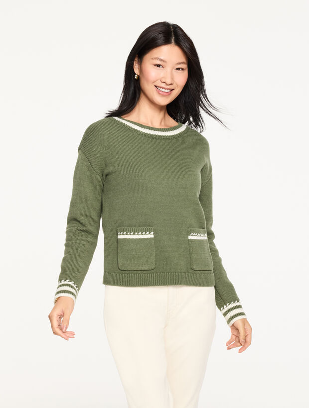 Crochet Crewneck Sweater - Tipped