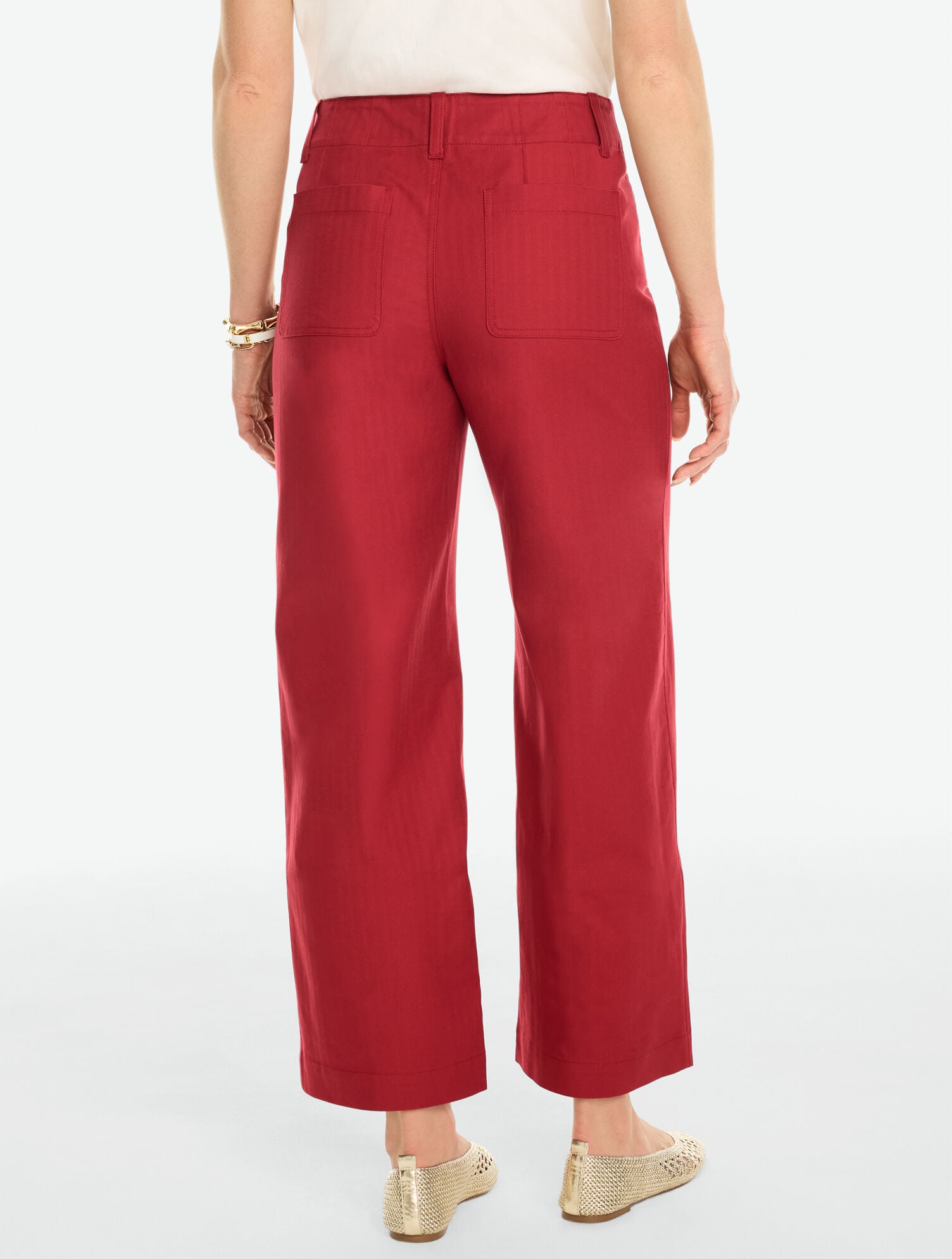 Stretch Knit Herringbone Wide Ankle Pants - thumbnail 3