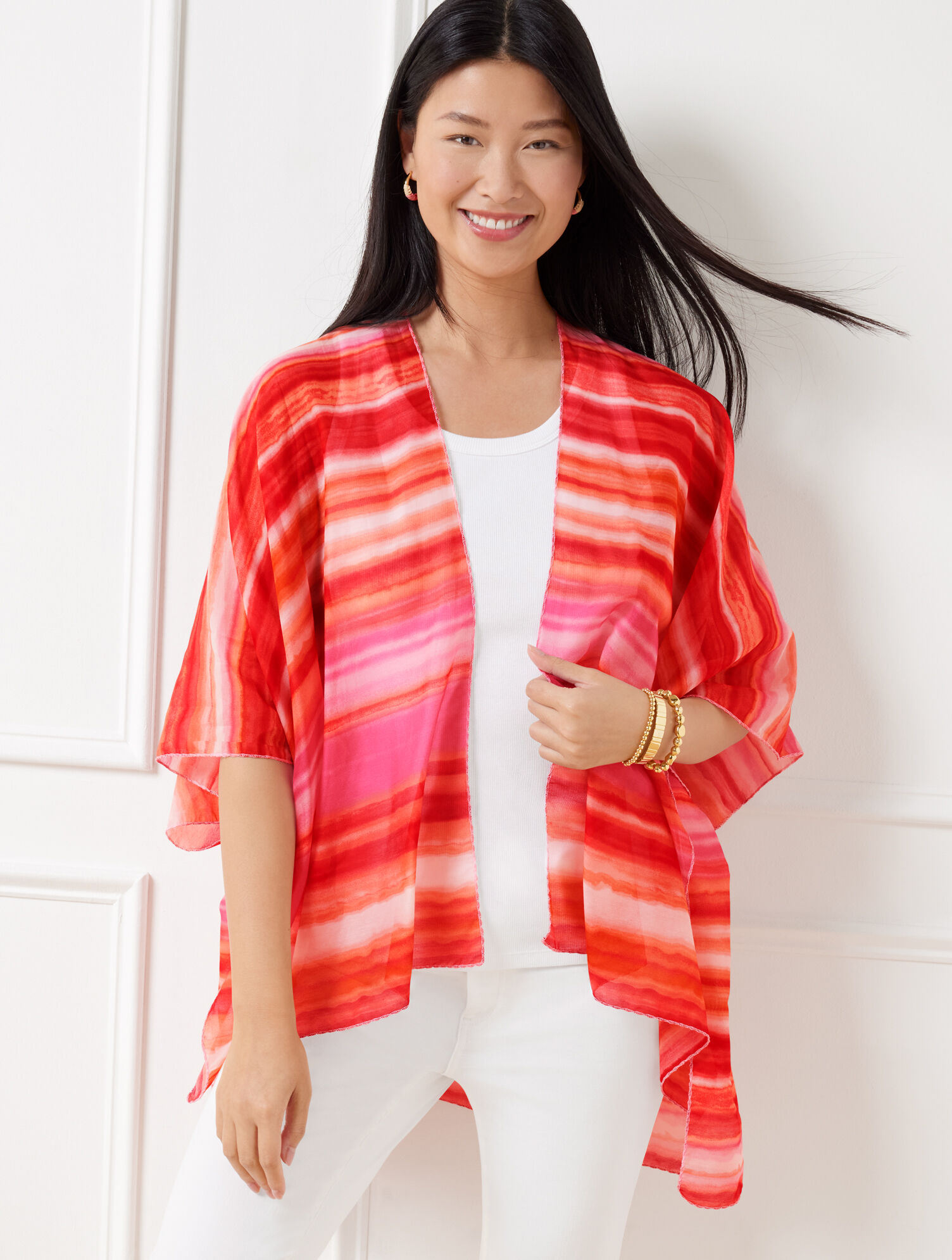 Talbots Ruanas Watercolor Stripe Ruana | Talbots