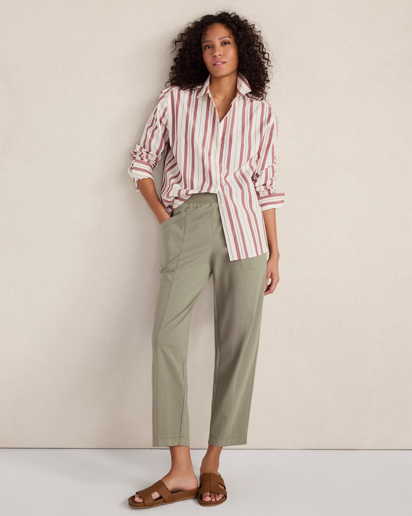 Organic Cotton Interlock Barrel Leg Pants