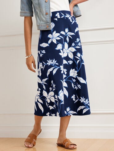 Jersey Knit Midi Skirt - Outline Floral