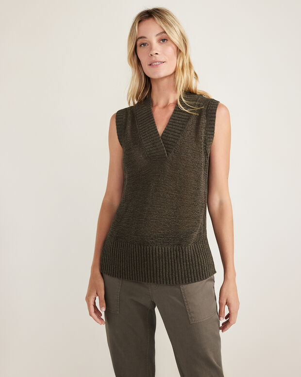 Organic Cotton Linen Tape Yarn Sweater Vest