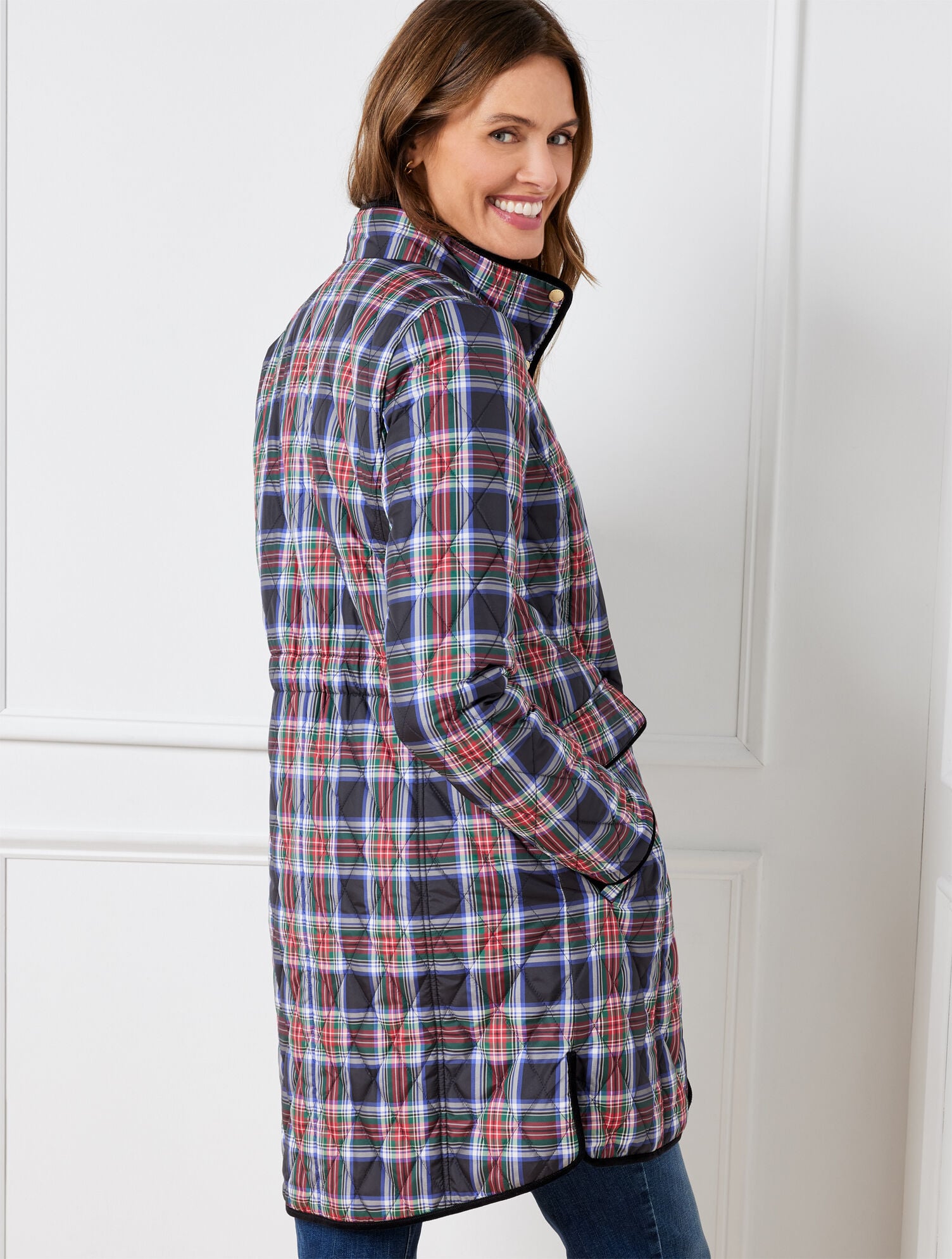 Long Quilted Jacket - Plaid | Talbots