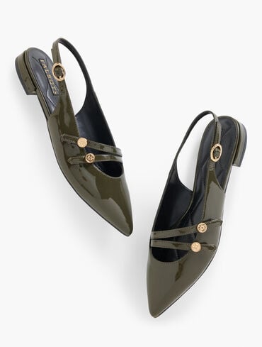 Scarlet Patent Slingback Flats - Pearlized