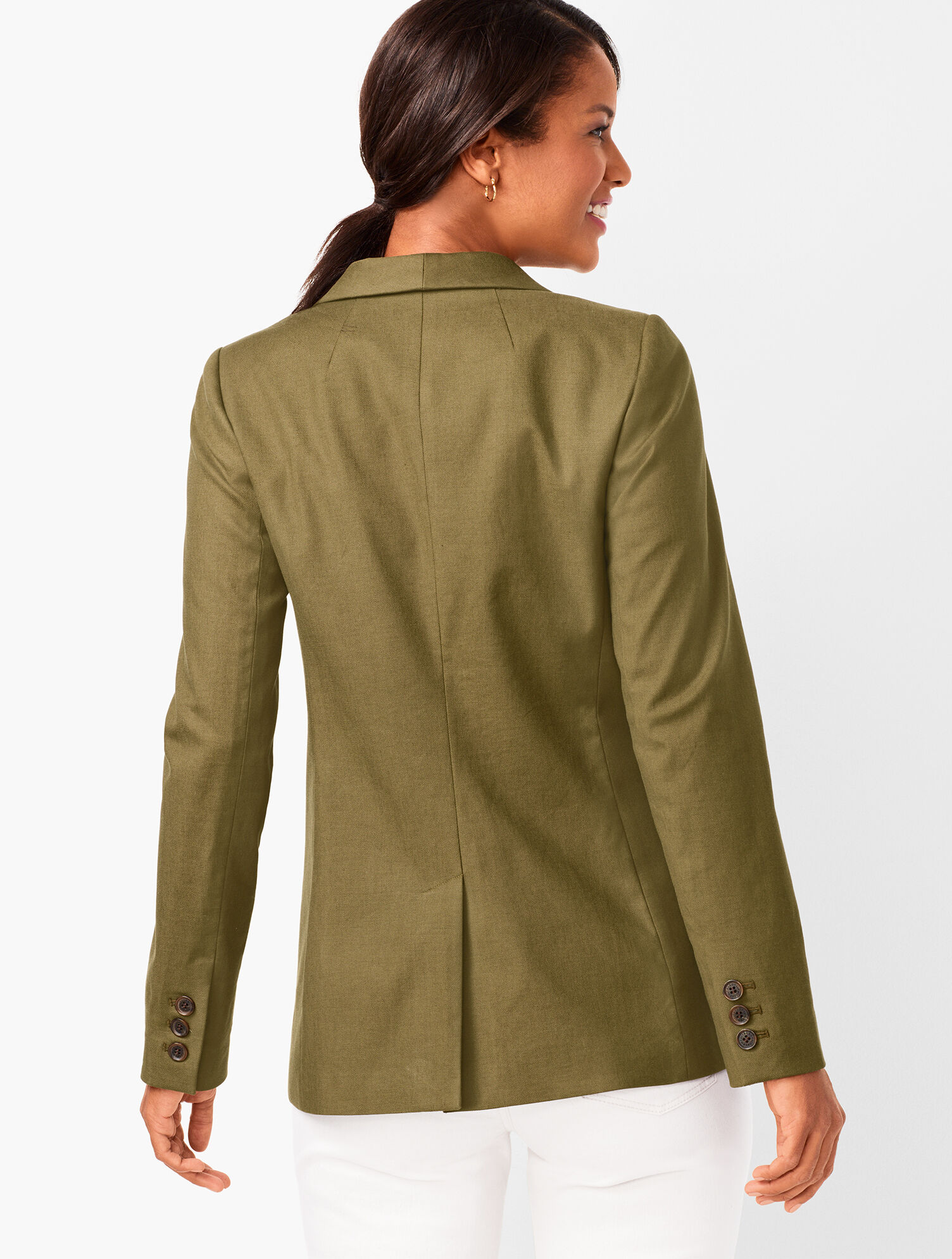 Long Linen-Blend Blazer