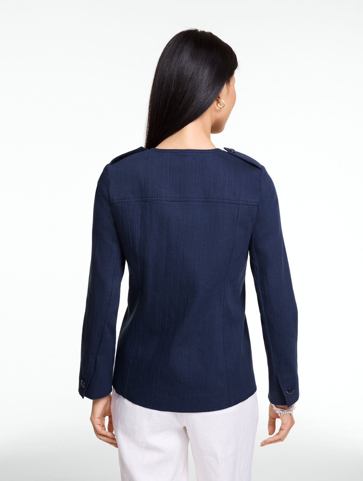 Twill Collarless Jacket | Talbots