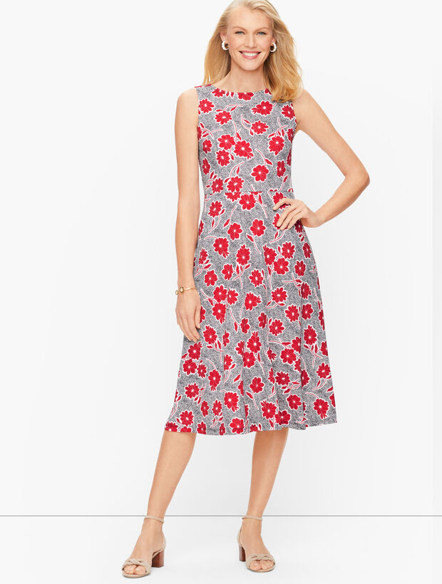 jersey knit fit and flare dress Double & - Floating Floral may2026mds