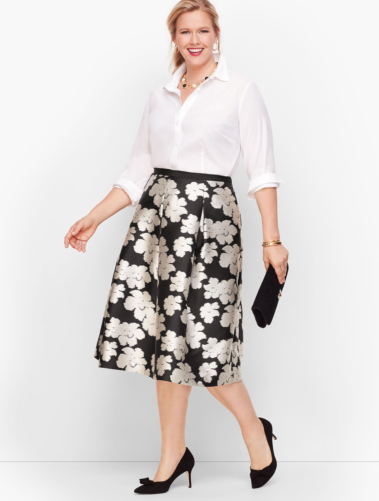Ikat Floral Jacquard Full Skirt | Talbots