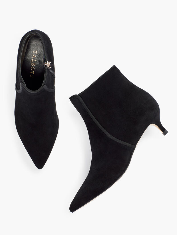 Iona Binding Kitten-Heel Ankle Boots - Suede