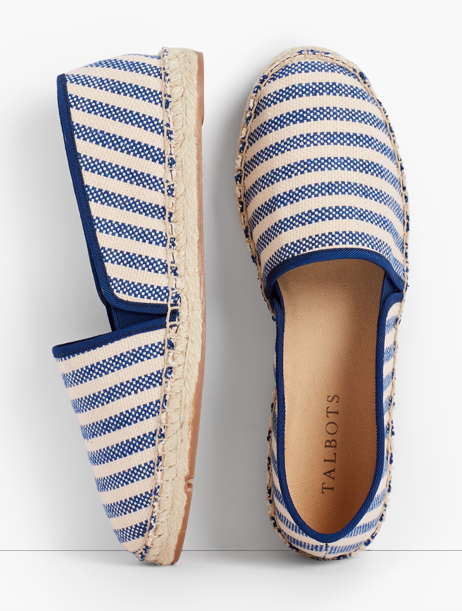 Izzy Canvas Espadrilles-Blue & Natural Stripe | Talbots