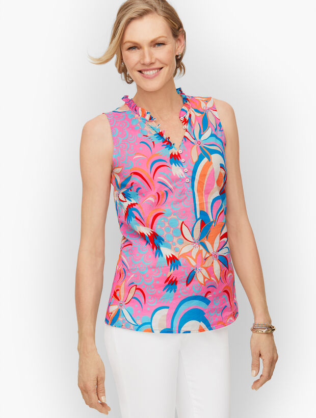 Ruffle Trim Shell - Dazzling Floral