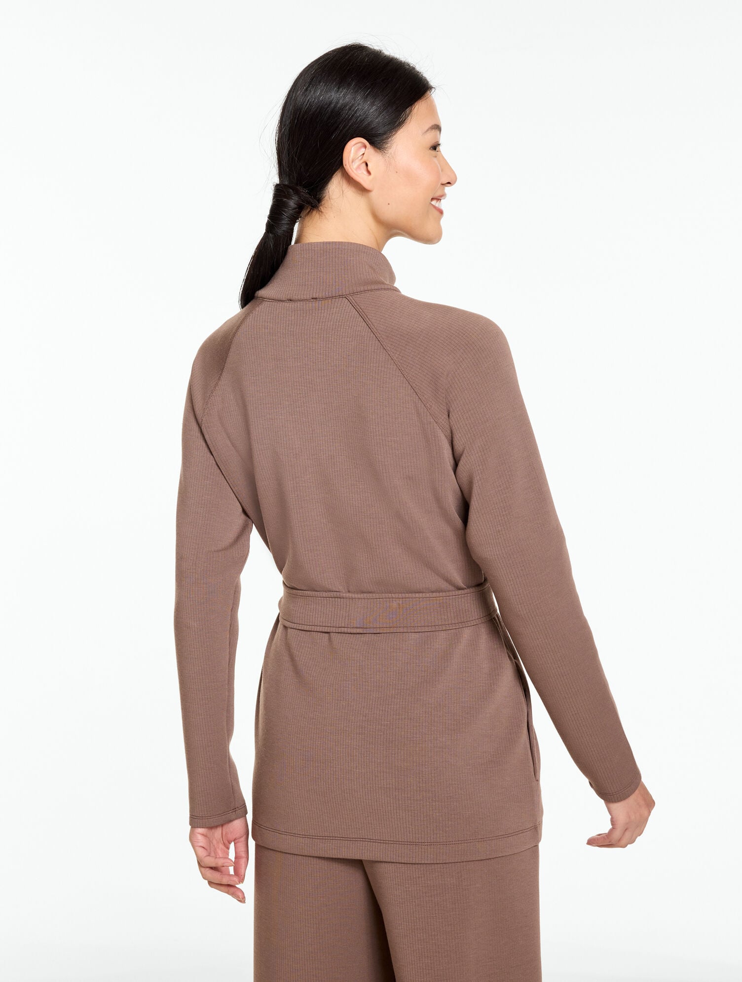 AirKnit Stretch Belted Mockneck Jacket - thumbnail 3