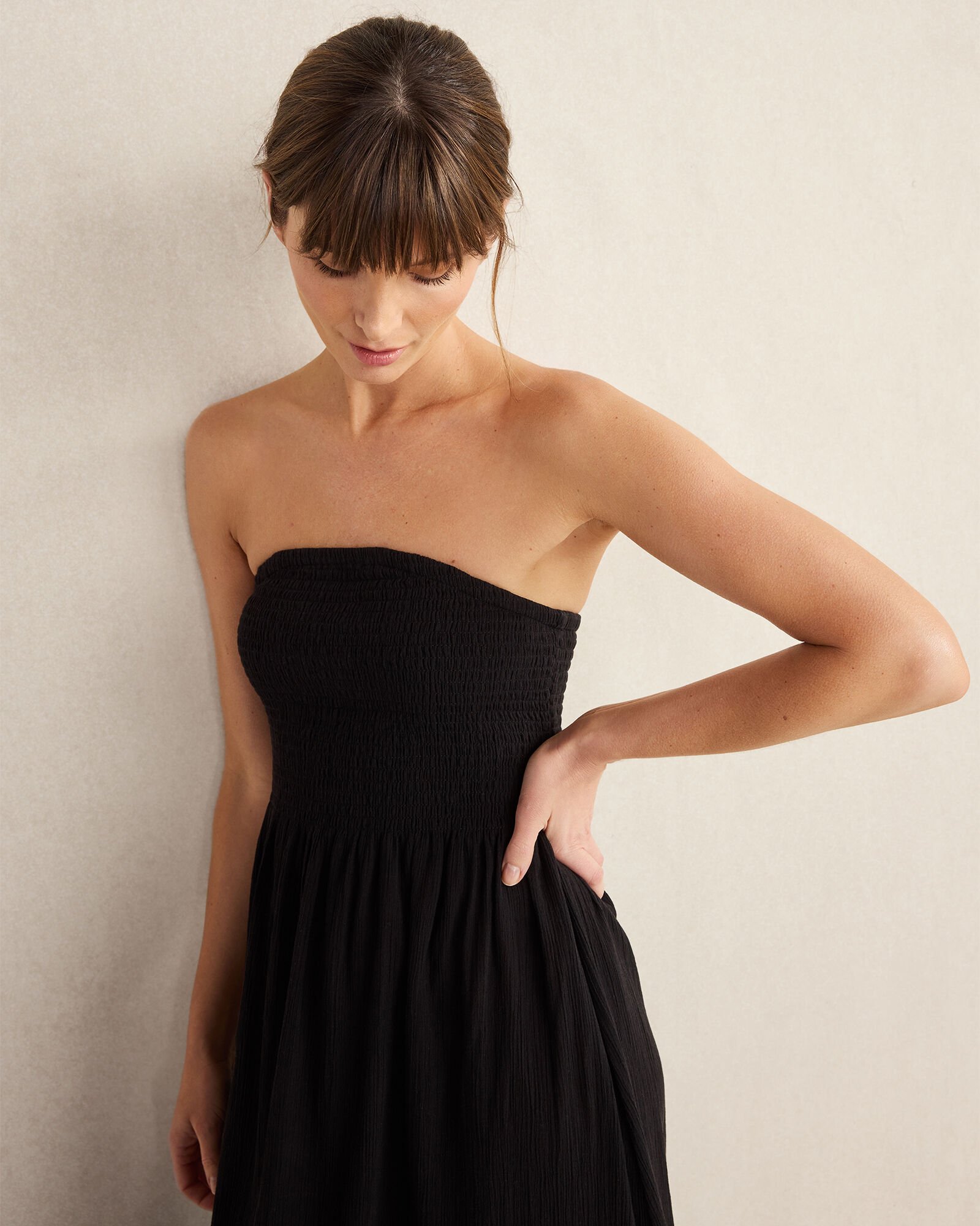 Organic Cotton Crinkle Gauze Strapless Dress