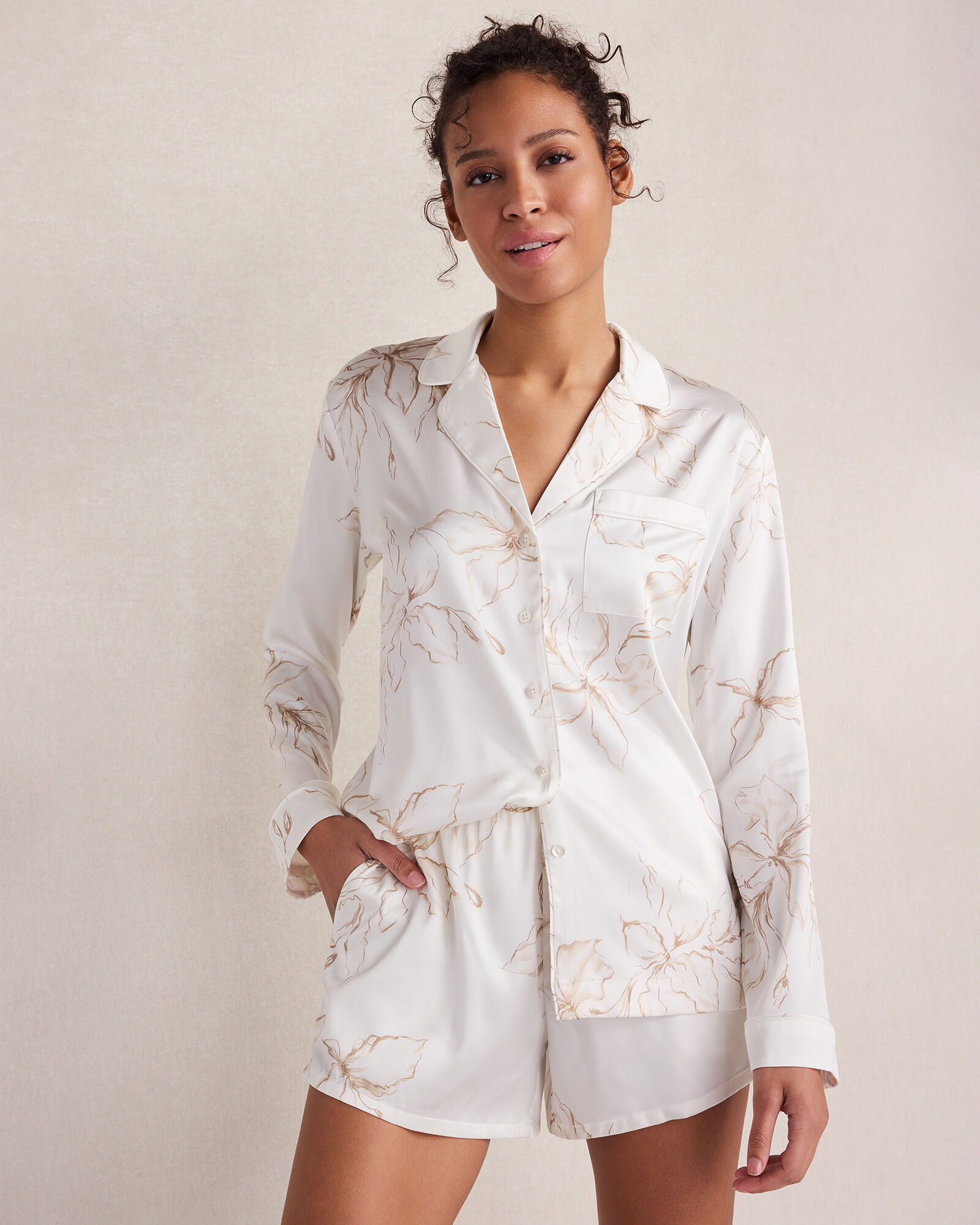 Washable Silk Floral Pajama Shorts
