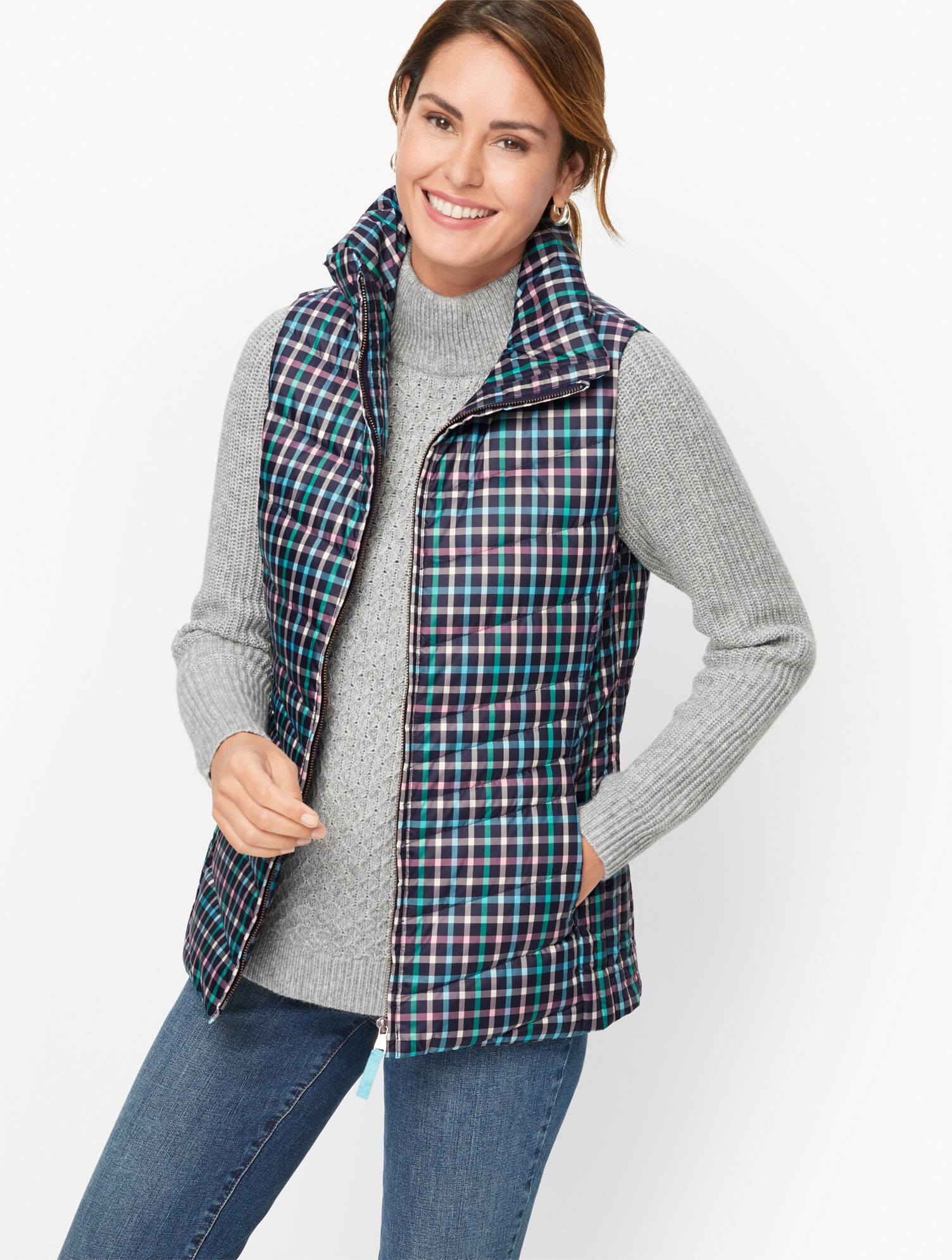 Puffer Vest - Boreal Plaid | Talbots