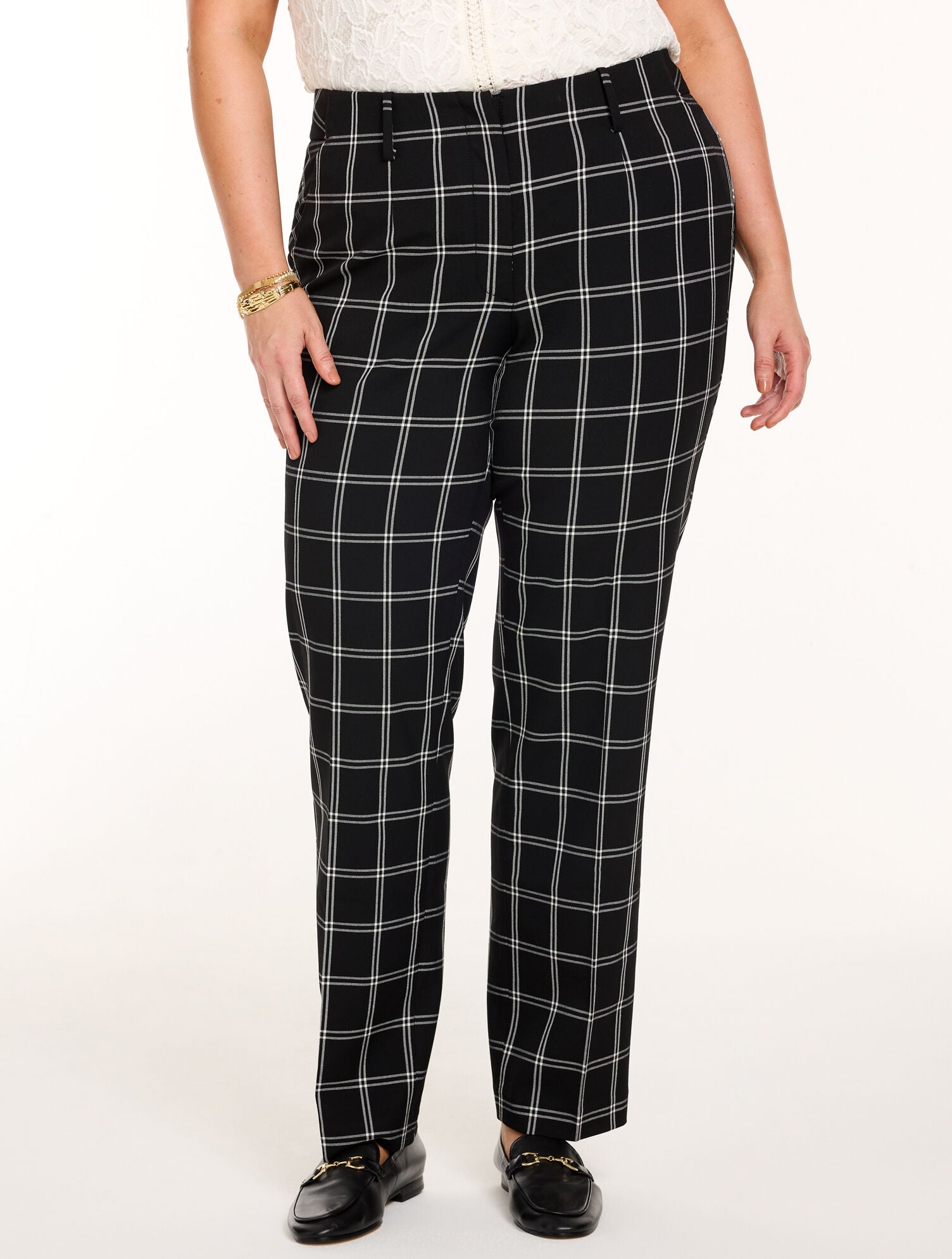 Talbots Southampton Tailored Stretch Straight Leg Pants - Double Windowpane