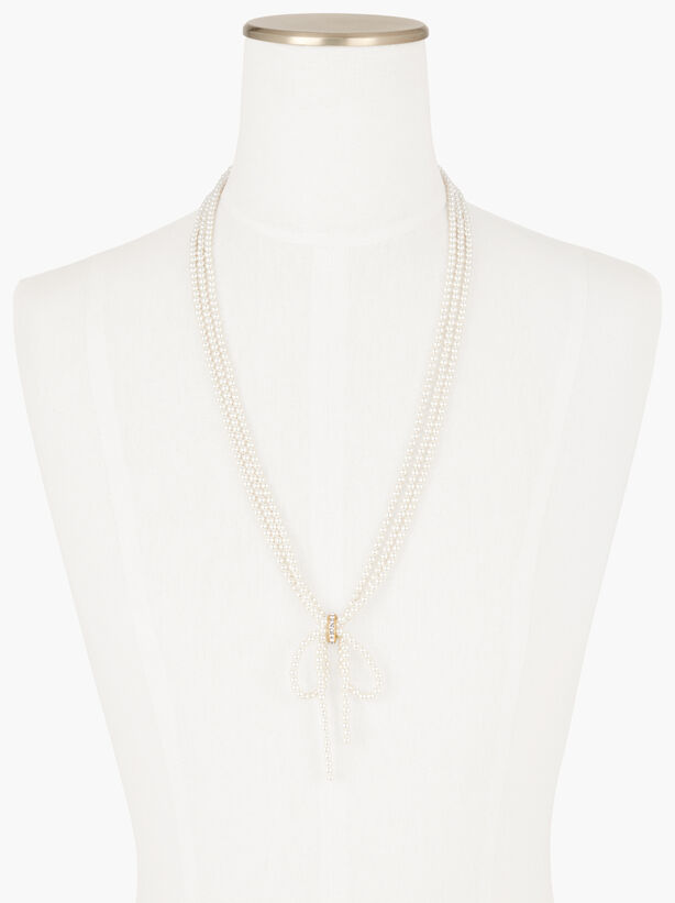 Mini Pearl Bow Necklace