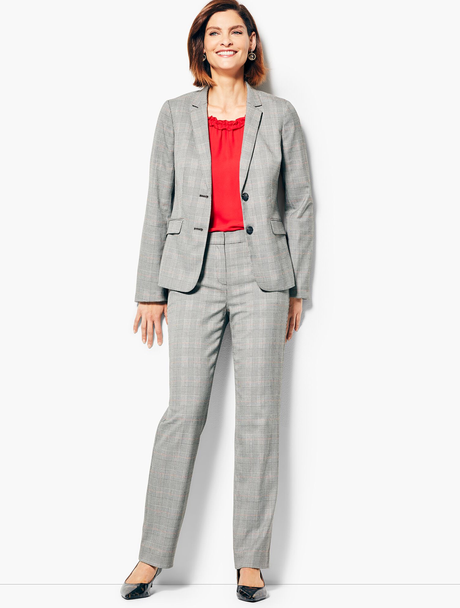 Glen Plaid Straight-Leg Pant