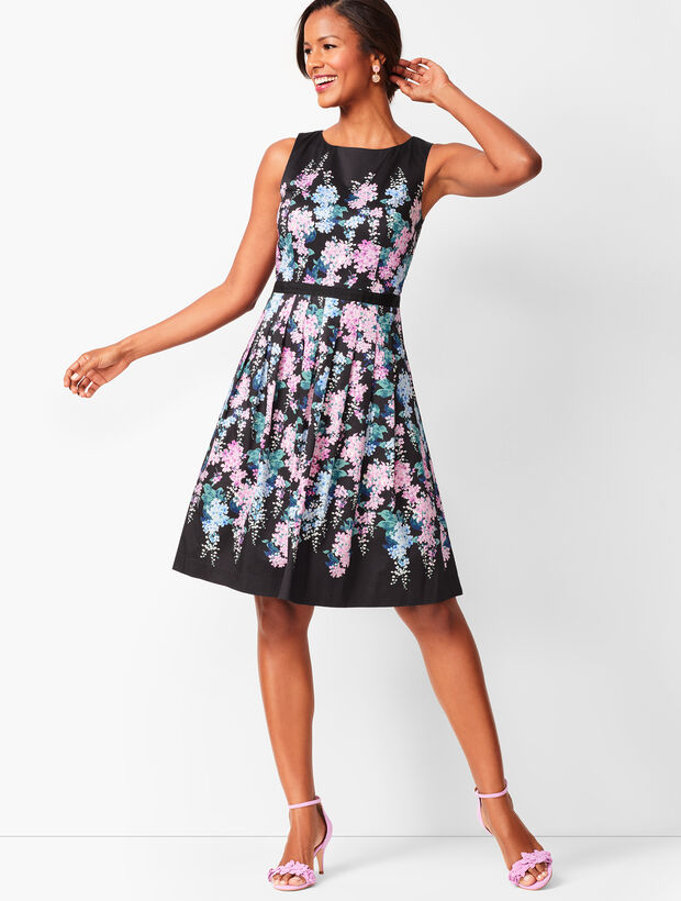 Floral Sateen Fit &amp; Flare Dress