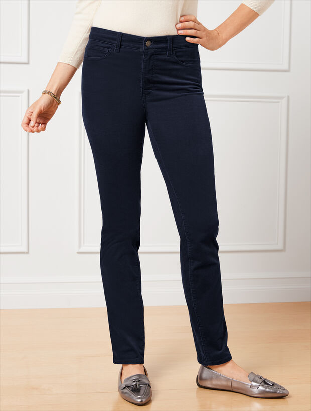 Velveteen Straight Leg Pants - Curvy Fit