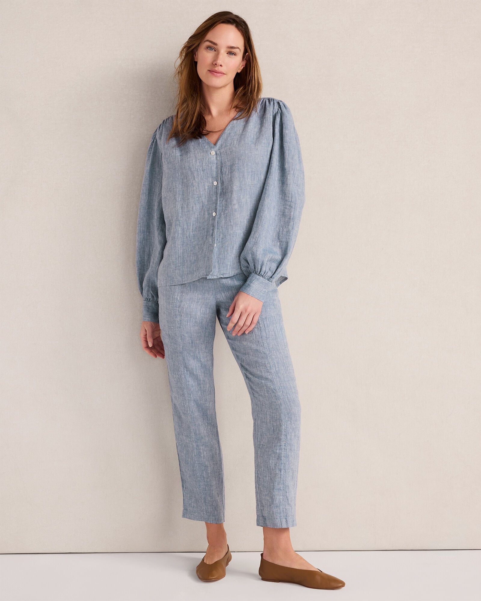 Linen V-Neck Blouse
