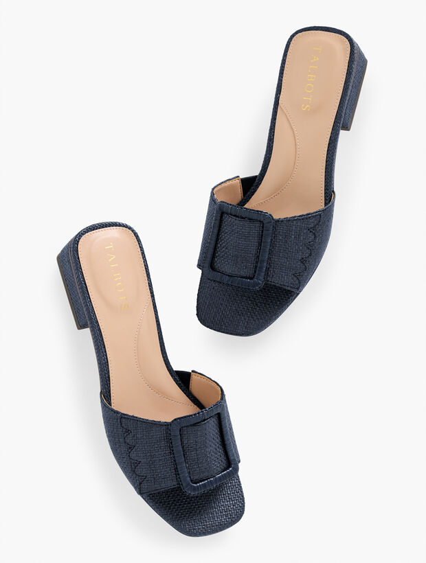 Viv Buckle Raffia Slides Talbots