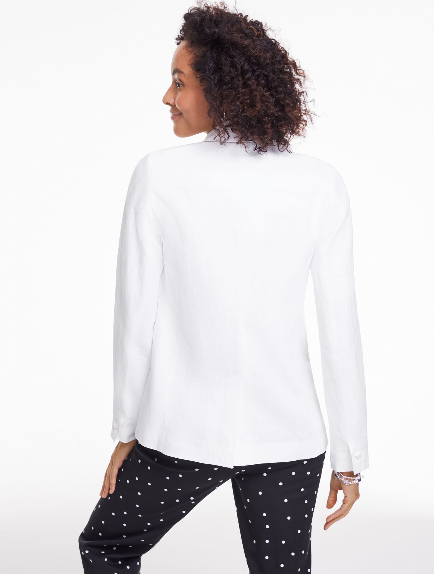 Classic Linen Single Button Blazer - White