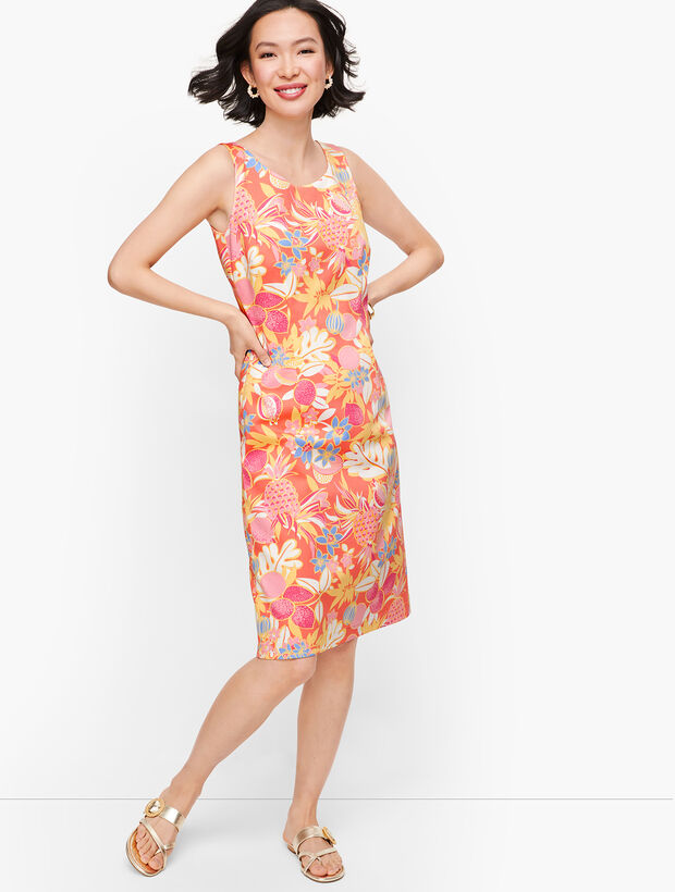 Textured Fruit &amp; Flowers Shift Dress